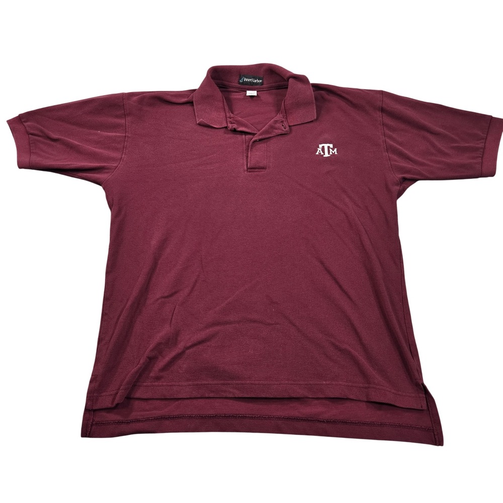 Texas A&M Aggies Polo Shirt Mens Large Maroon Cotton Pique ATM Logo